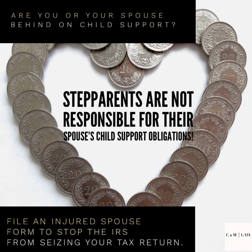 Stepparents can stop the IRS from taking his/her portion of the tax refund by filing an Injured Spouse Form.