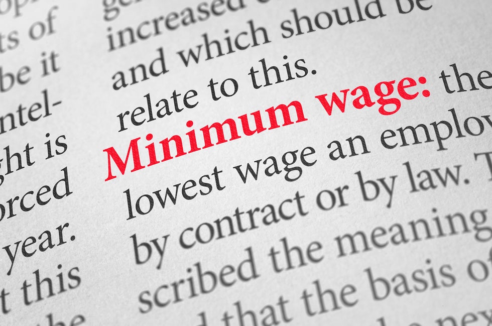 Minimum wage printed in book