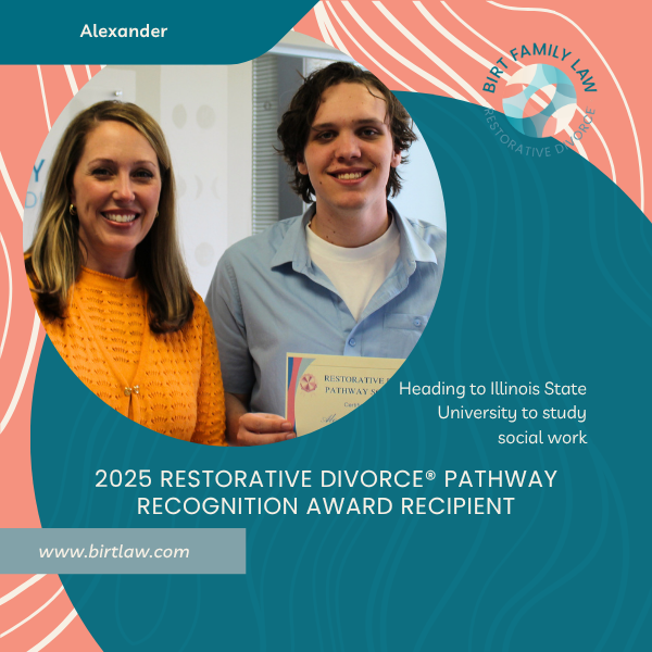 Restorative Divorce scholarship recipient with Wheaton Illinois divorce attorney Erin Birt in DuPage County