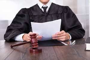 Judge looking at documents