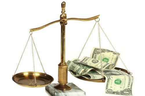 Money and scales of justice