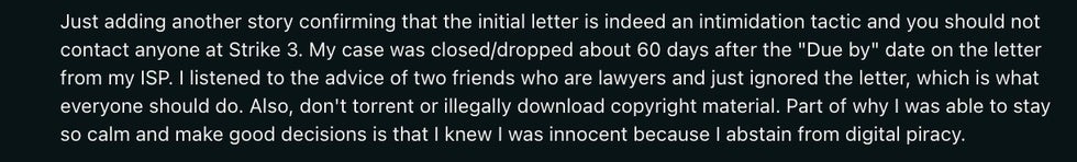 Reddit advice to ignore Strike 3 subpoena