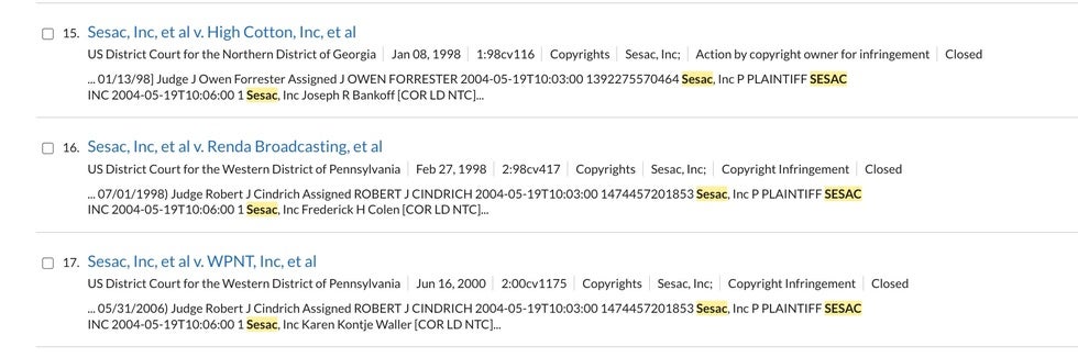 SESAC PRO music lawsuit