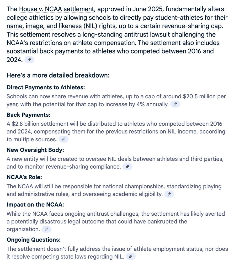 House vs. NCAA overview
