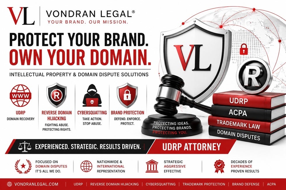 banner ad showcasing vondran legal UDRP domain disputes