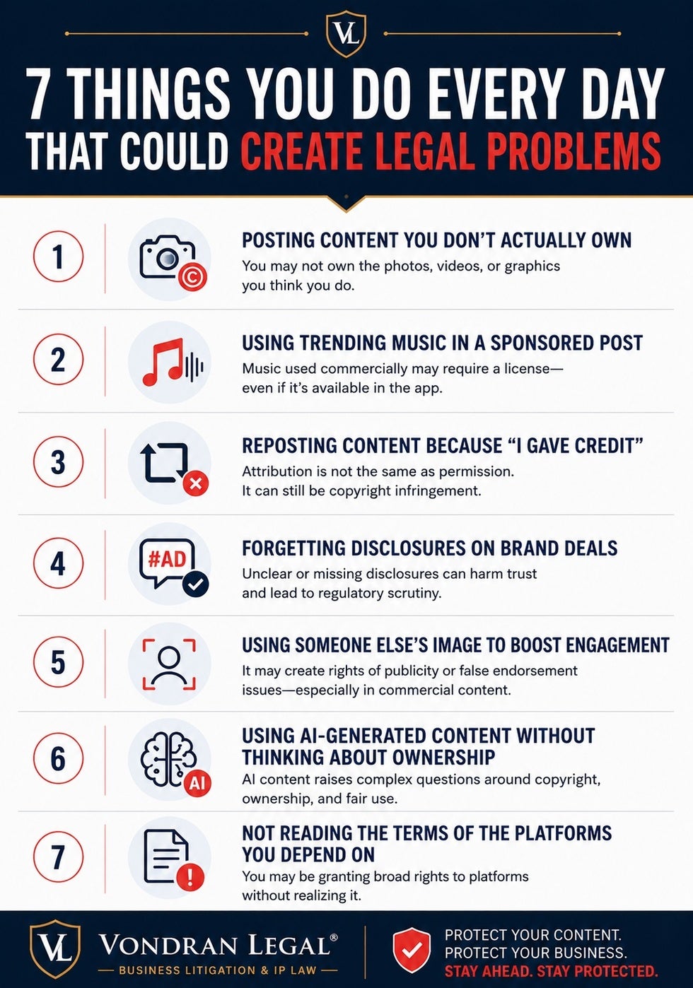 list of legal problems influencers can face