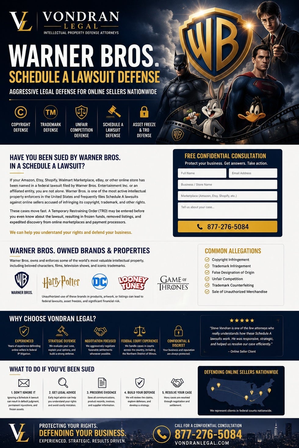 Waner Brothers copyright defense law firm