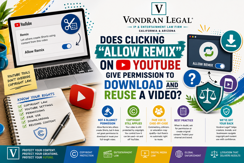 DOES CLICKING "ALLOW REMIX" ON YOUTUBE GIVE PERMISSION TO DOWNLOAD AND REUSE A VIDEO?