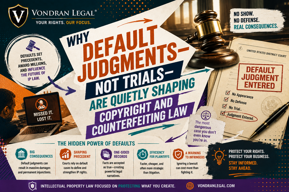 WHY DEFAULT JUDGMENTS—NOT TRIALS—ARE QUIETLY SHAPING COPYRIGHT AND COUNTERFEITING LAW