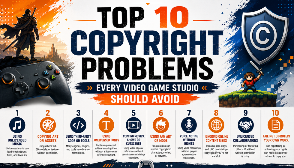 TOP 10 COPYRIGHT PROBLEMS EVERY VIDEO GAME STUDIO SHOULD AVOID
