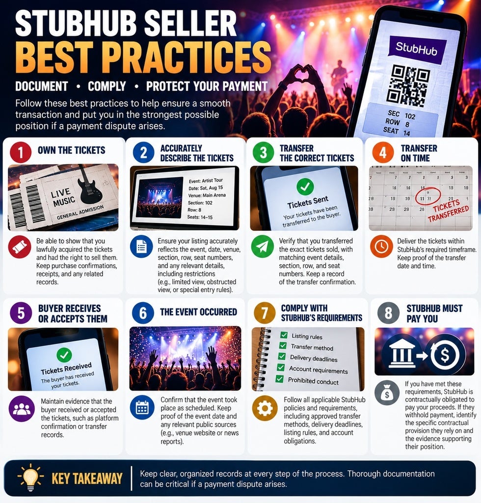StubHub ticket seller best practices