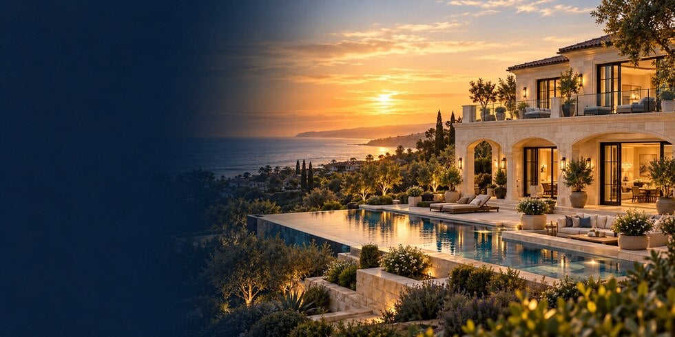 Coastal home at sunset illustrating real-estate trust funding