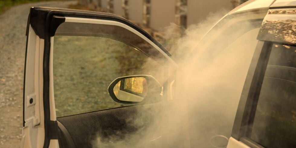 Car with smoke coming from window