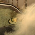 Car with smoke coming from window
