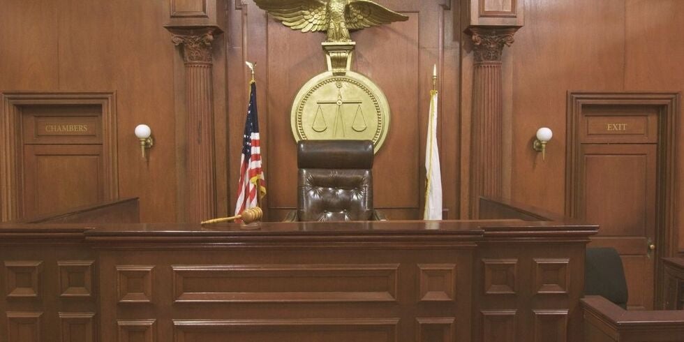 A photo of an empty courtroom