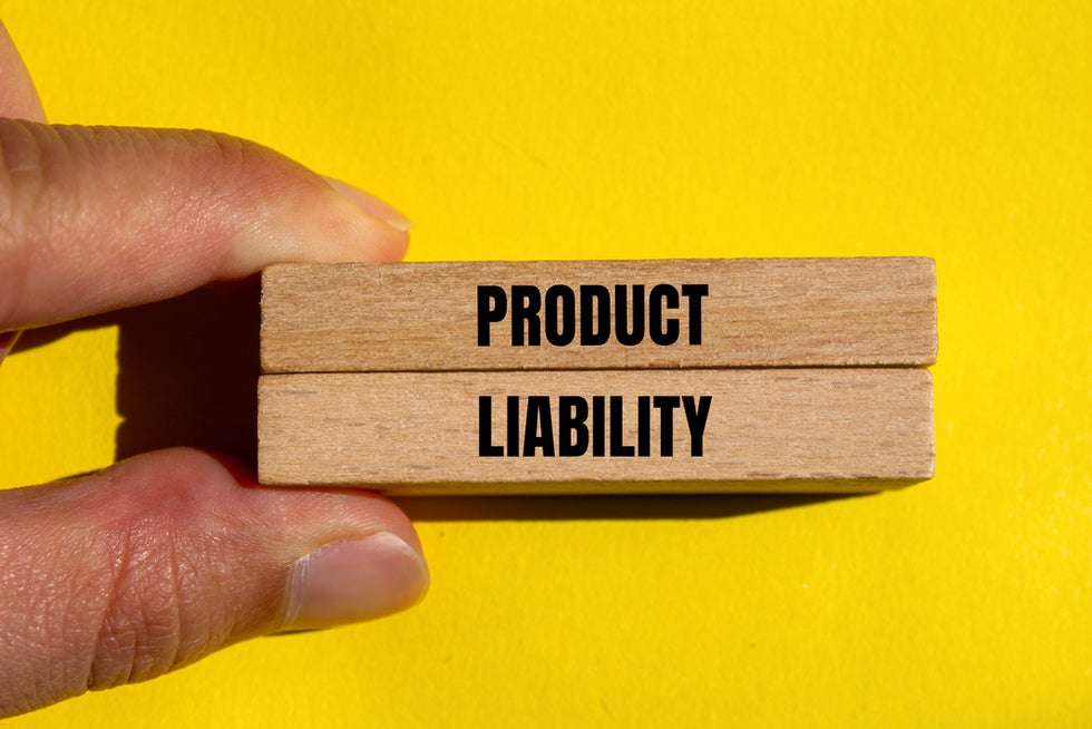 Product liability text on blocks