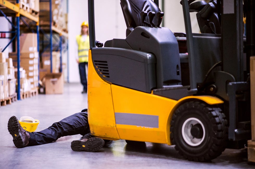 Person getting struck by a forklift