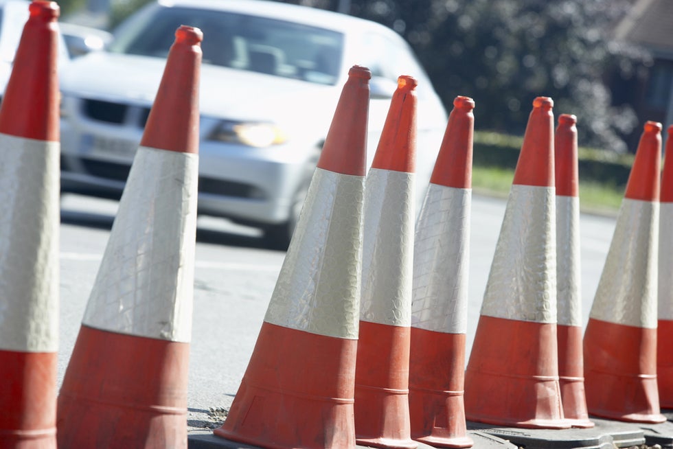Cones next to a construction zone