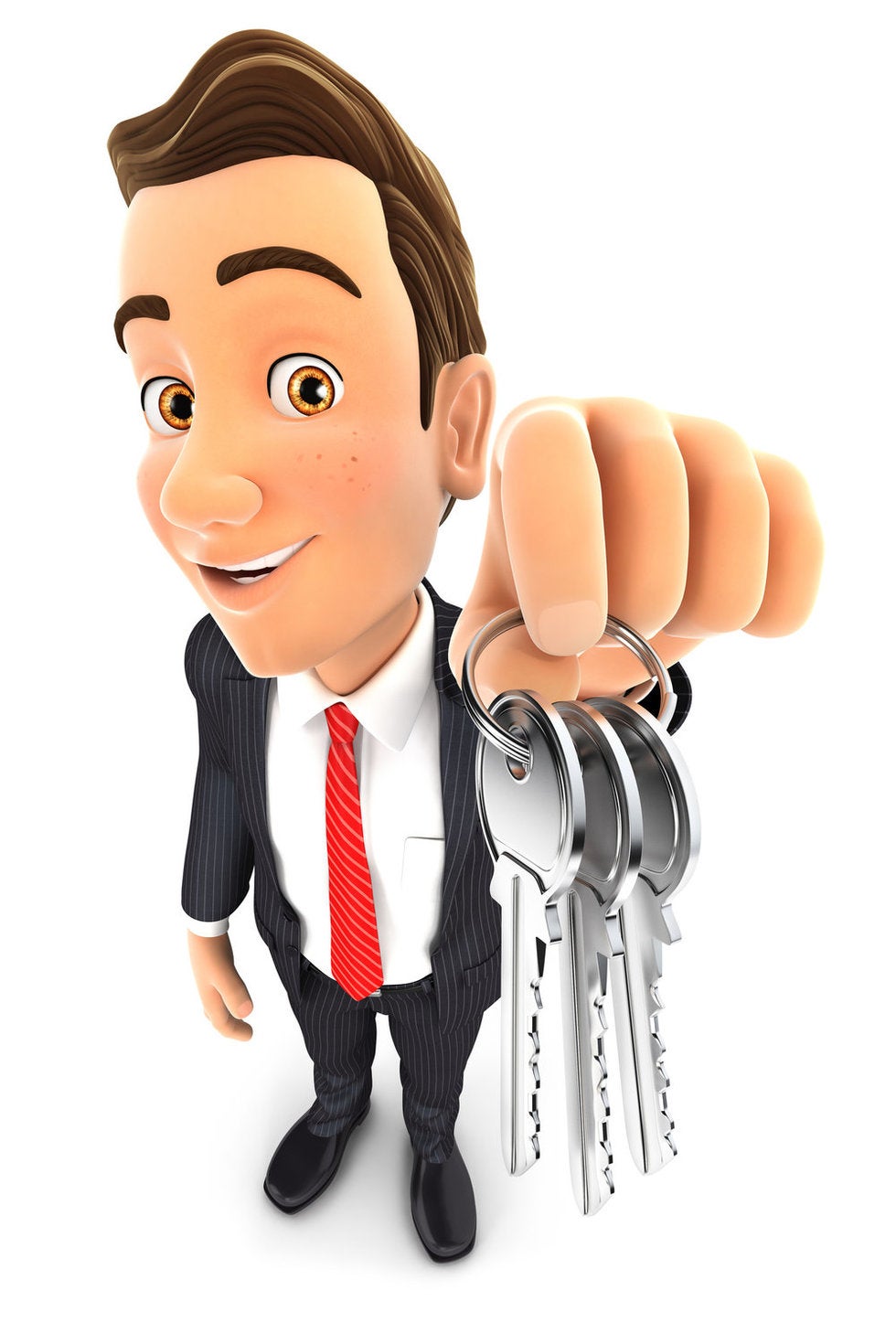 Handing over the keys after a home sale.