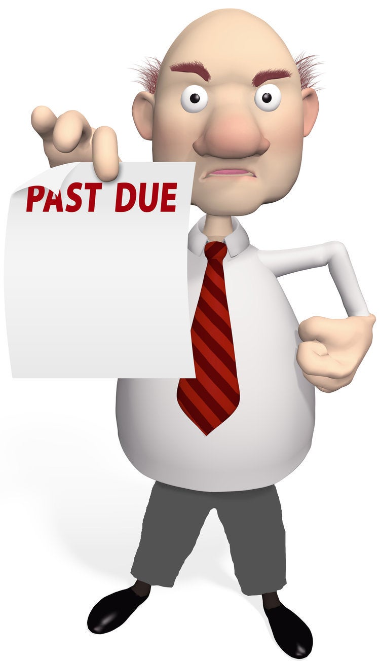 Angry bill collector trying to collect past due invoice.