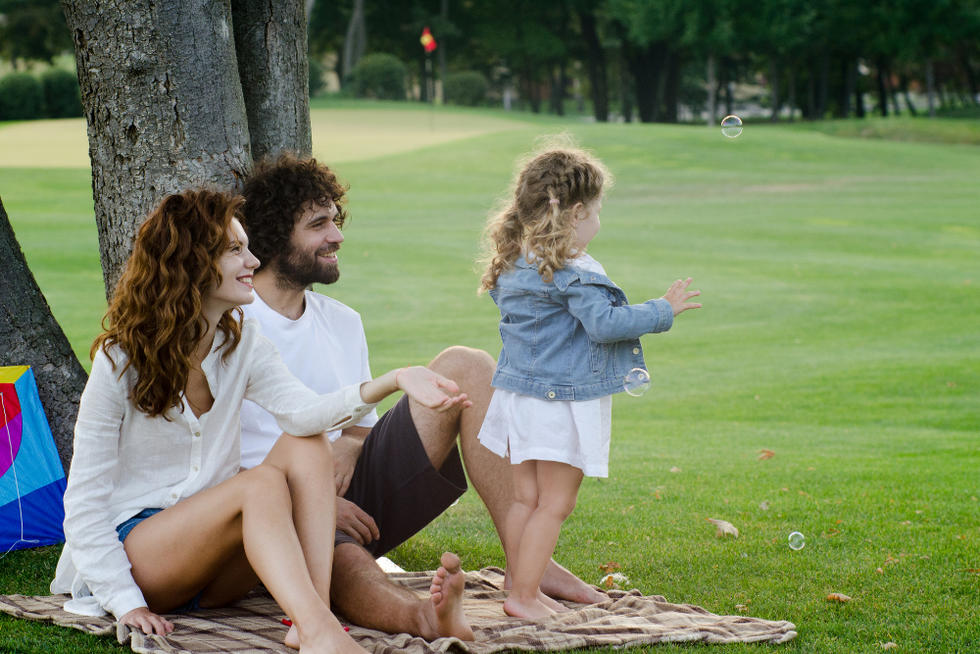 family in the park - living trust vs wills concept