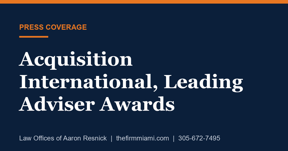 Acquisition International, Leading Adviser Awards press card