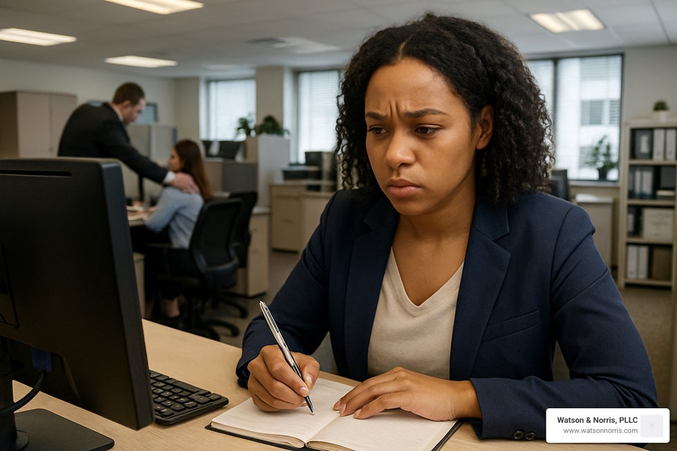employee documenting workplace harassment incident - harassment lawyer free consultation