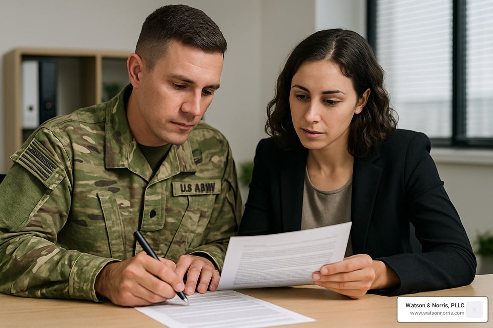 a military couple reviewing paperwork - does userra cover spouses
