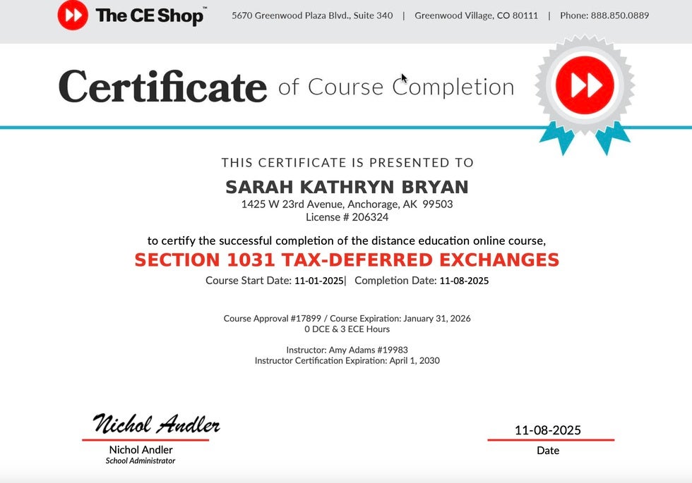 Section 1031 Tax Deferred Exchanges