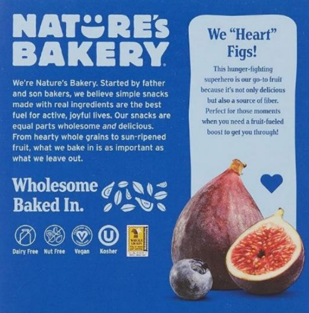 "Nature's Bakery Ad regarding 'Wholesome" fig bars."