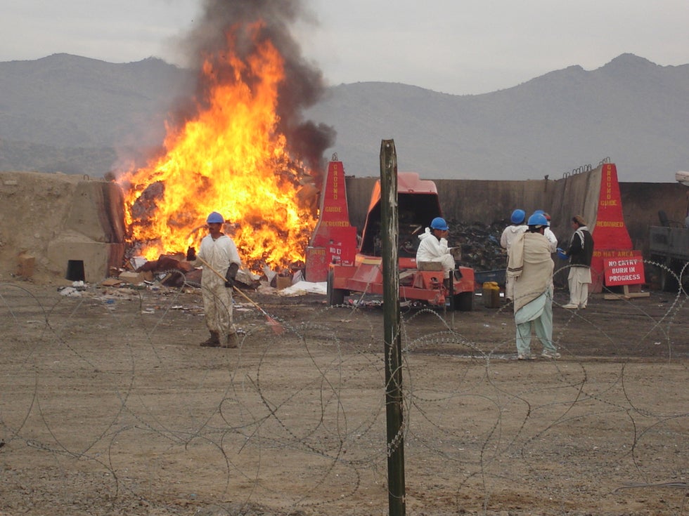 Burn pit at a U.S. military base in Afghanistan.