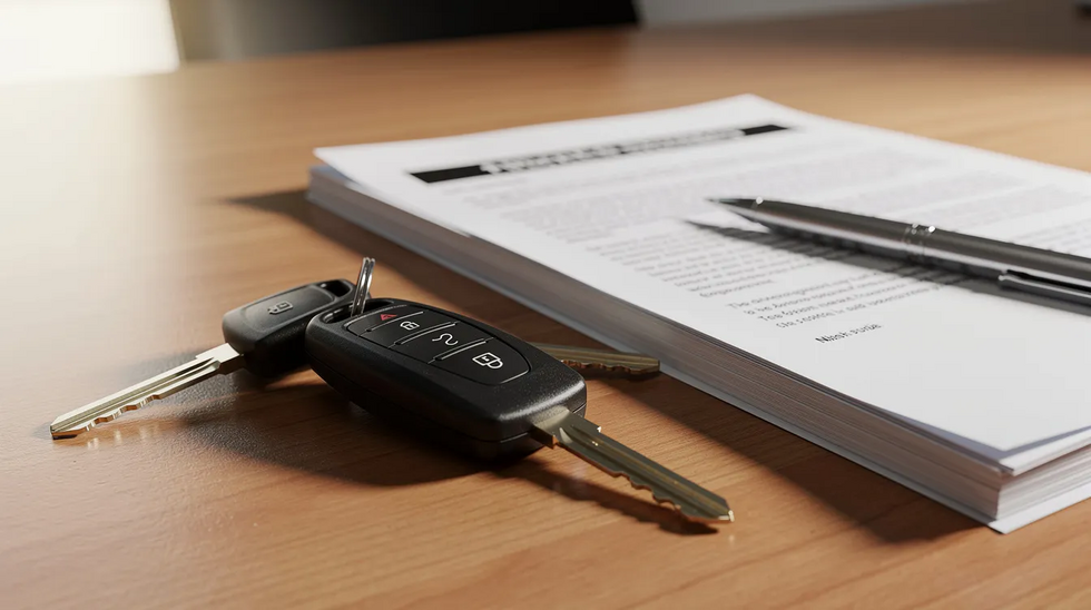 The image shows a set of car keys resting on a wooden desk alongside various legal documents, which may relate to DUI charges or defense strategies. This scene evokes the serious nature of DUI cases in Los Angeles, where individuals often seek the expertise of experienced DUI defense attorneys.