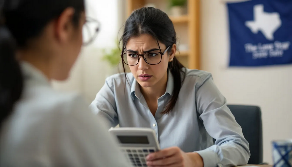 A person is focused on using a child support calculator in Texas, inputting their financial information to determine the appropriate child support payments according to Texas child support guidelines. The calculator helps them understand how to pay child support based on their monthly net resources and the needs of their child.