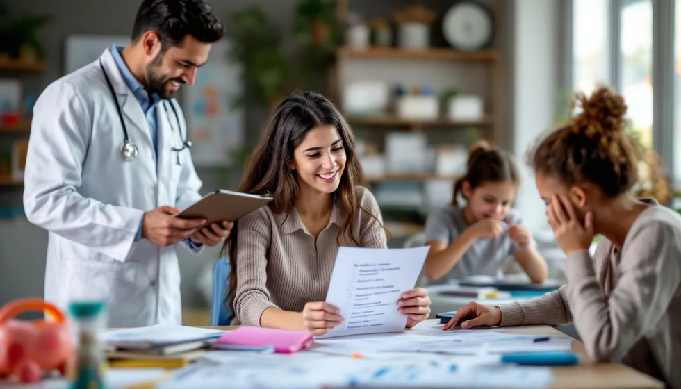 In this image, a family law attorney is discussing the medical and dental support requirements in child support with a client. The conversation highlights the importance of understanding child support guidelines in Texas, including how to calculate child support payments and the responsibilities of both the custodial and noncustodial parents regarding medical and dental expenses for their children.