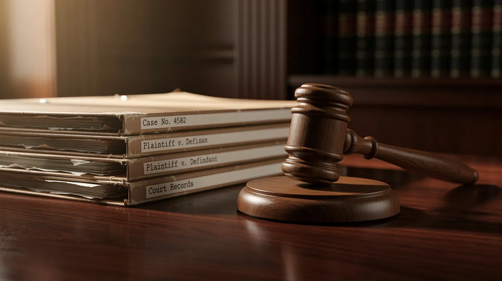 A wooden judge's gavel rests on a polished desk beside a stack of legal folders, symbolizing the serious nature of the adoption process and family law. This setting reflects the legal guidance provided by adoption attorneys in Houston, crucial for prospective adoptive parents navigating the complexities of stepparent adoption and parental rights.