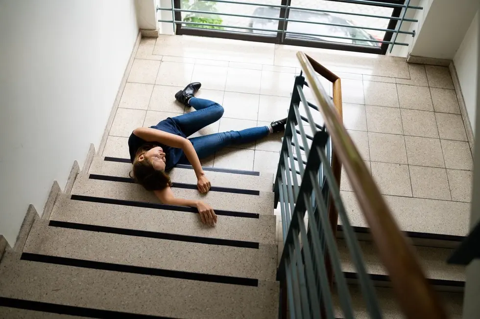 Man slipped in a staircase. He can file a personal injury with a villani & deluca lawyer in brick township