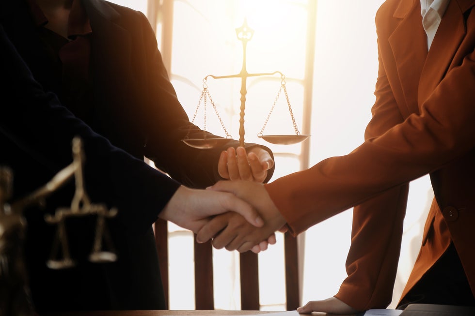 Two people handshaking