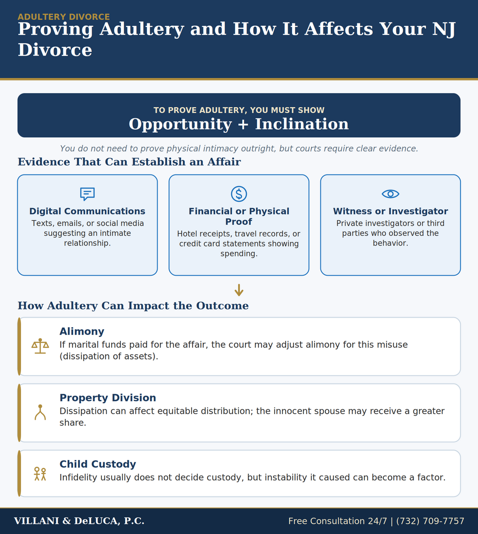 	After "How Adultery Can Impact Divorce Outcomes" (it summarizes both the proving and impact sections