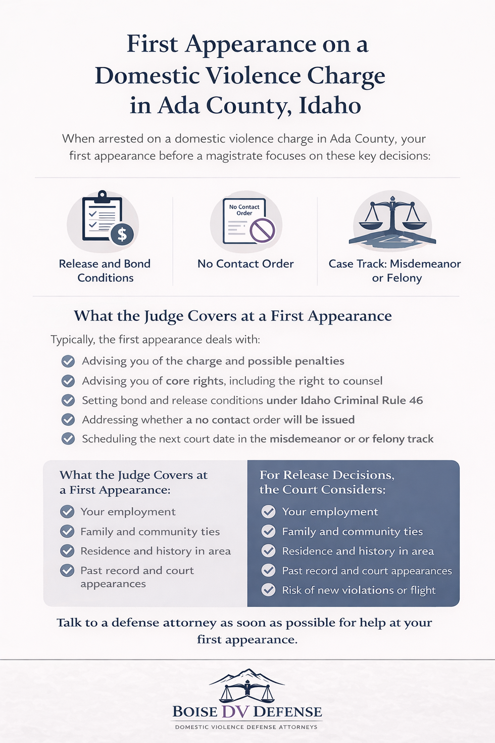 first appearance on a domestic violence charge in ada county idaho