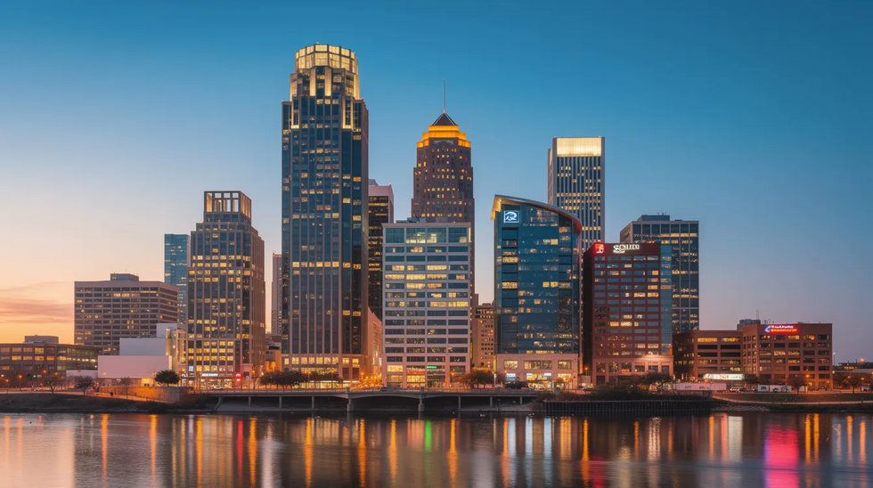 The image showcases the Dallas Texas skyline at dusk, featuring modern office buildings silhouetted against a clear sky. This vibrant cityscape reflects the bustling life of the Dallas Fort Worth area, where experienced divorce attorneys and family law professionals assist clients with various legal matters, including divorce and child custody arrangements.