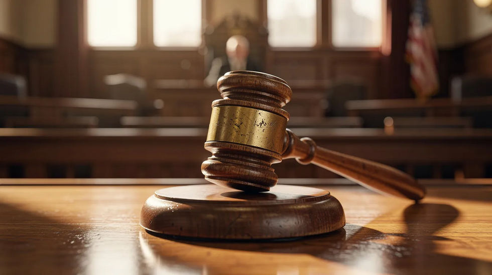 The image depicts a judge's gavel resting on a wooden bench in a courtroom, symbolizing authority and decision-making in legal matters such as child support and custody disputes. This setting is essential for addressing child support obligations and ensuring the welfare of minor children under Texas law.
