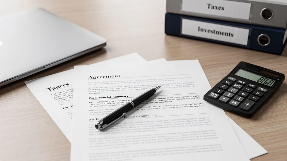 The image depicts a professional desk cluttered with legal documents, a calculator, and a pen, symbolizing financial planning often involved in child custody modification cases. This setting suggests the importance of legal representation in navigating child support orders and custody agreements under Texas law.