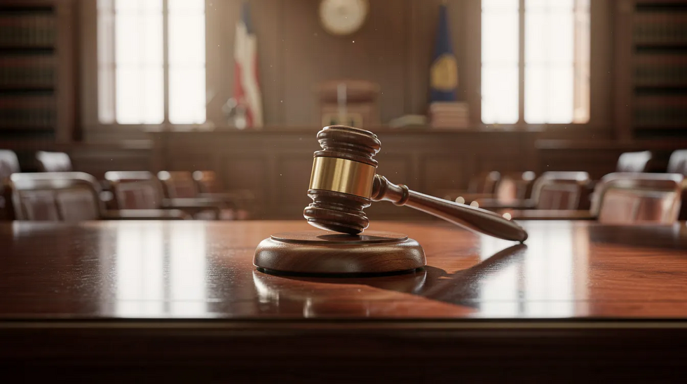 The image depicts a wooden gavel resting on a polished desk in a courtroom, symbolizing the authority of the judge in matters such as child custody and visitation rights. This setting is integral to understanding court orders and enforcement actions related to parental rights under Texas law.