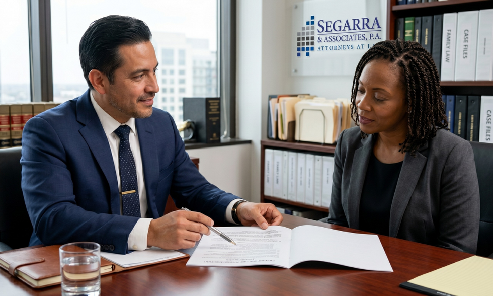 A Florida family law attorney providing strategic legal counsel to a client regarding custody and parenting plans.