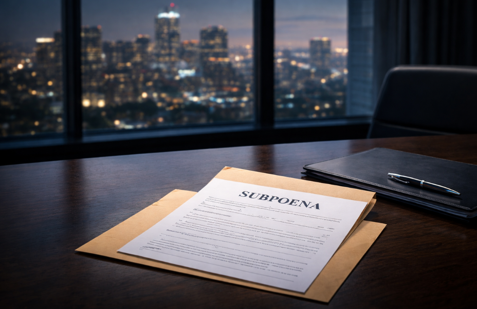 Subpoena on a business desk
