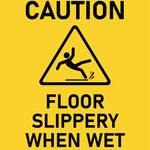 Yellow Wet Floor Sign with the words 