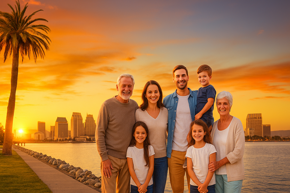 A happy family in San Diego California