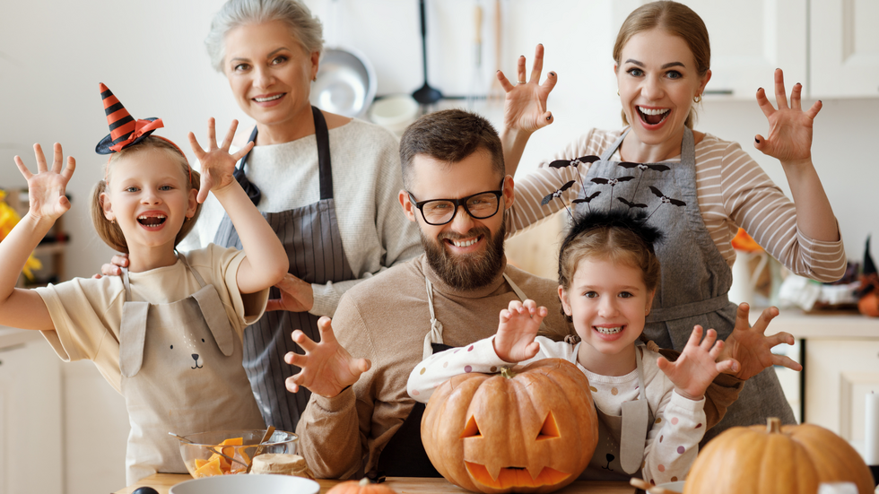 Happy Family during Halloween celebration