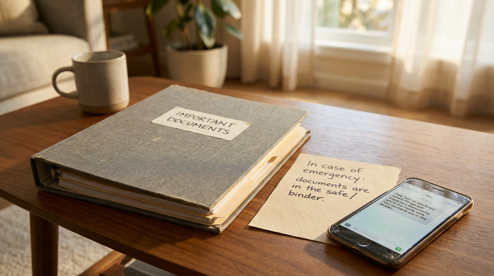 important documents in a binder