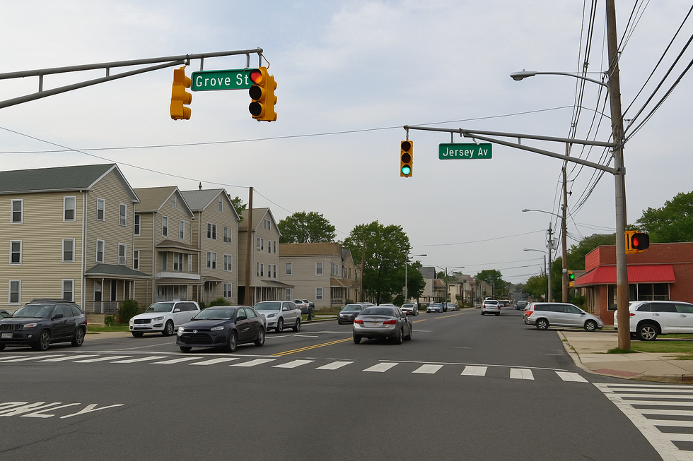Traffic at Grove St and Jersey Ave intersection in Elizabeth NJ
